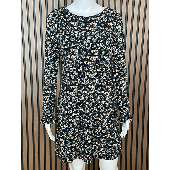 Free People Dresses & Skirts - Free People Say Hello Women's Dress Mini Back Keyhole Bell Sleeve S Black Floral